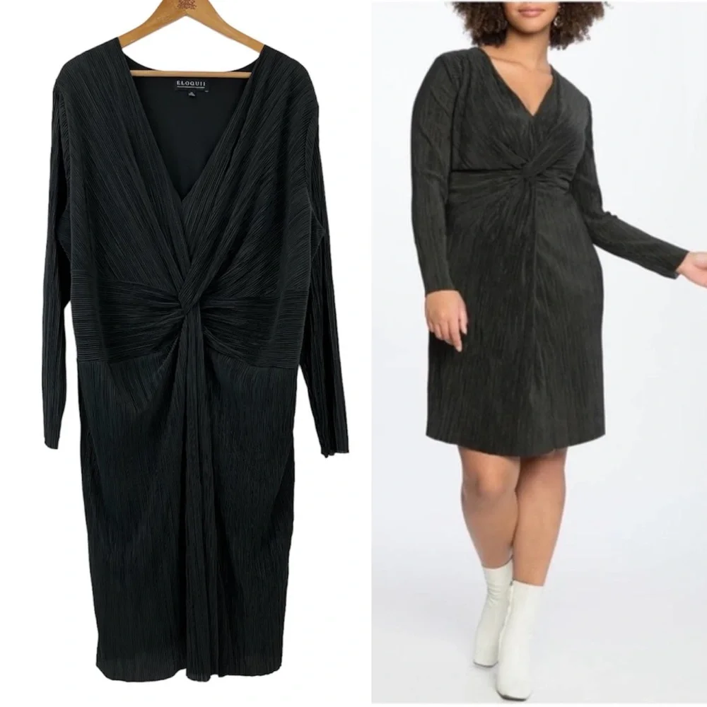 ELOQUII Twisted Knot Front Plisse Dress Size 22 - Picture 1 of 13